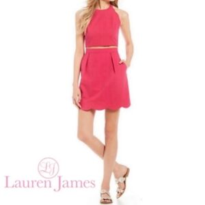 Lauren James The Carly Two Piece Dress Raspberry Barbie Pink Women's Size Medium